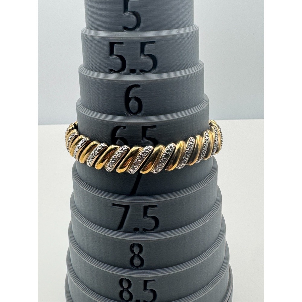 Vintage Tennis Bracelet Two Tone Diamond Cut Twisted Rope S Link - Picture 3 of 9